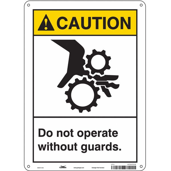 Safety Sign, 14 in Height, 10 in Width, Aluminum, Vertical Rectangle, English, 475F39