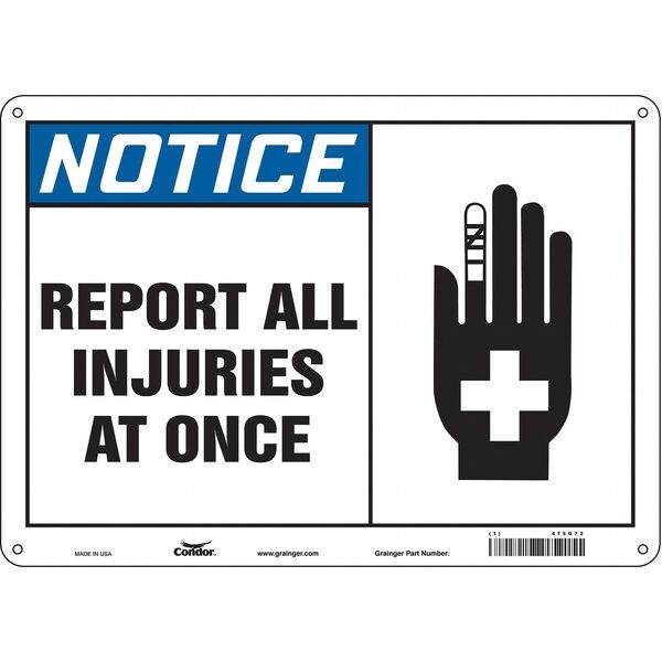 Safety Sign, 10 in Height, 14 in Width, Aluminum, Horizontal Rectangle, English, 475G72