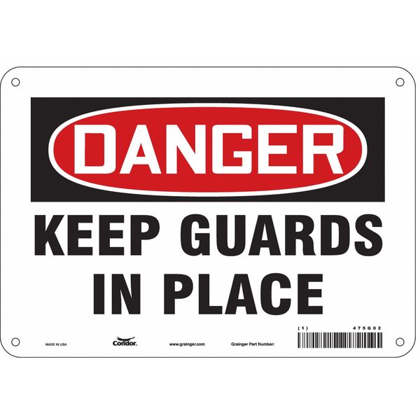 Safety Sign, 7 in Height, 10 in Width, Aluminum, Vertical Rectangle, English, 475G02