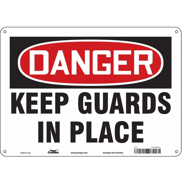 Safety Sign, 10 in Height, 14 in Width, Aluminum, Horizontal Rectangle, English, 475G03
