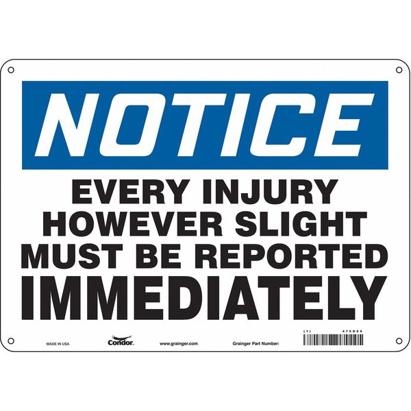 Safety Sign, 10 in Height, 14 in Width, Aluminum, Horizontal Rectangle, English, 475G66