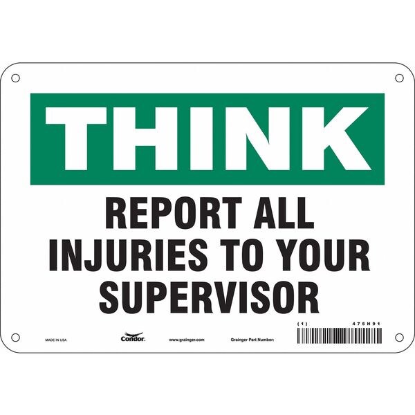 Safety Sign, 7 in Height, 10 in Width, Aluminum, Vertical Rectangle, English, 475H91