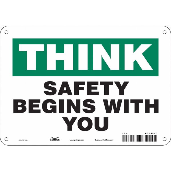 Safety Sign, 7 in Height, 10 in Width, Aluminum, Vertical Rectangle, English, 475H97