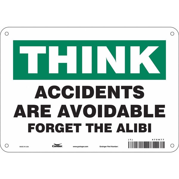 Safety Sign, 7 in Height, 10 in Width, Aluminum, Vertical Rectangle, English, 475H77