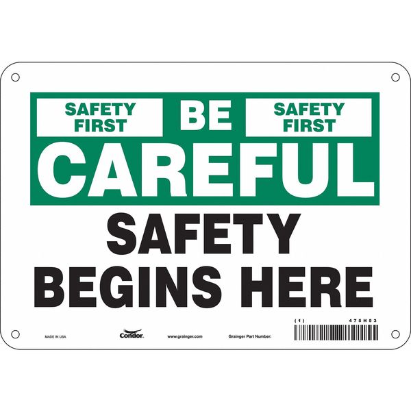 Safety Sign, 7 in Height, 10 in Width, Aluminum, Vertical Rectangle, English, 475H53