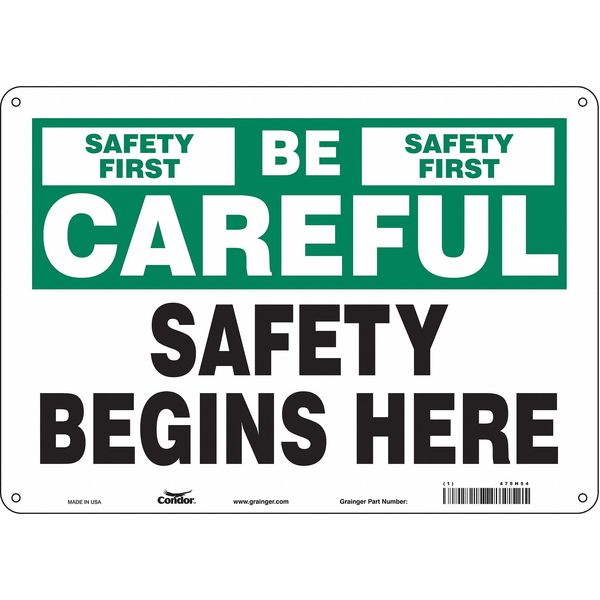Safety Sign, 10 in Height, 14 in Width, Aluminum, Horizontal Rectangle, English, 475H54