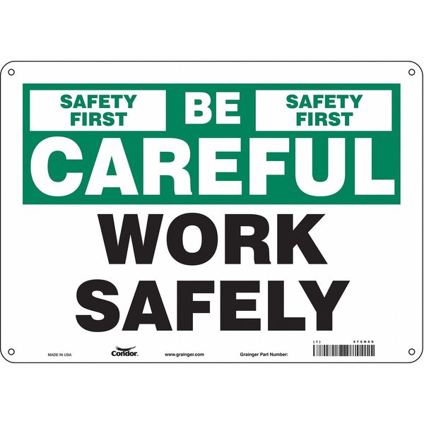 Safety Sign, 10 in Height, 14 in Width, Aluminum, Horizontal Rectangle, English, 475H66