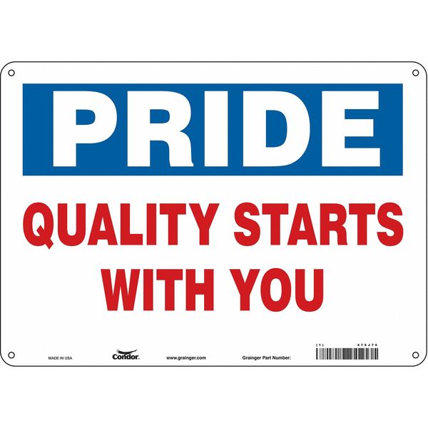 Safety Sign, 10 in Height, 14 in Width, Aluminum, Horizontal Rectangle, English, 475J74