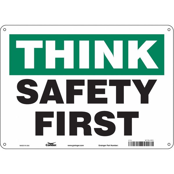 Safety Sign, 10 in Height, 14 in Width, Aluminum, Horizontal Rectangle, English, 475J05