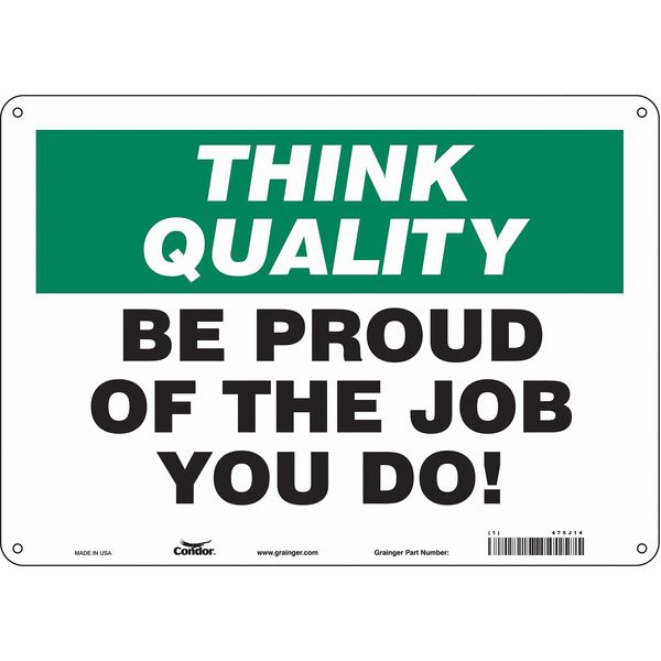 Safety Sign, 10 in Height, 14 in Width, Aluminum, Horizontal Rectangle, English, 475J14