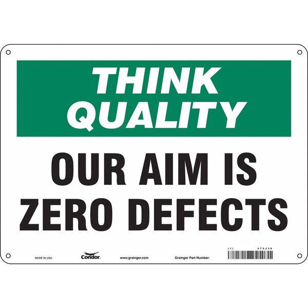 Safety Sign, 10 in Height, 14 in Width, Aluminum, Horizontal Rectangle, English, 475J38