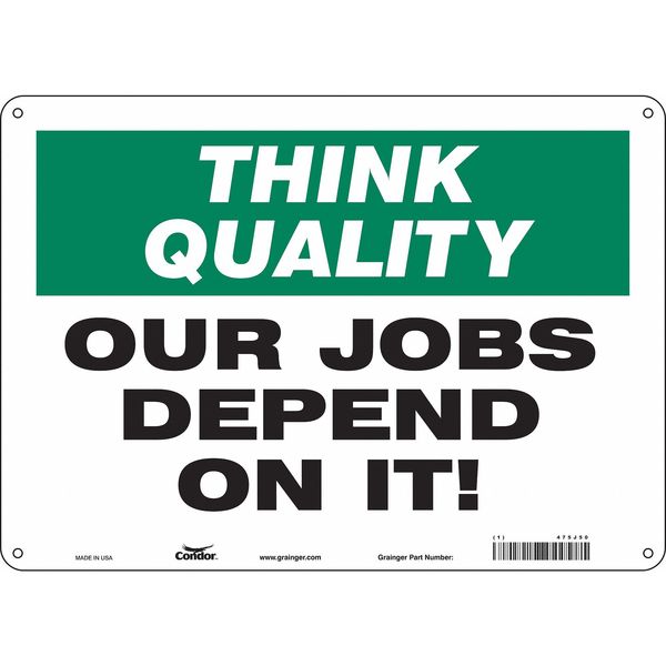 Safety Sign, 10 in Height, 14 in Width, Aluminum, Horizontal Rectangle, English, 475J50