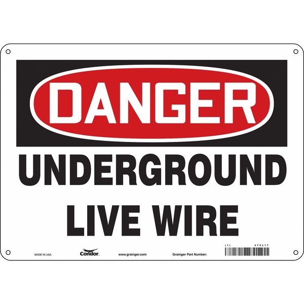 Safety Sign, 10 in Height, 14 in Width, Aluminum, Horizontal Rectangle, English, 475L17