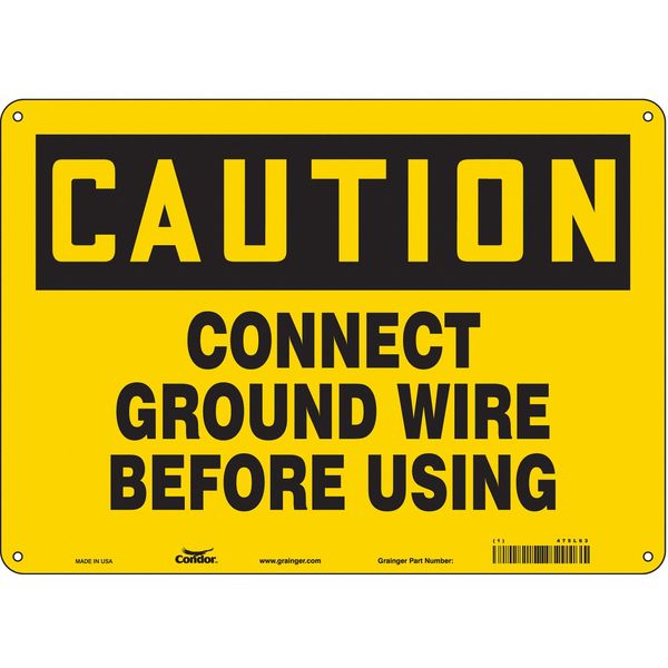 Safety Sign, 10 in Height, 14 in Width, Aluminum, Horizontal Rectangle, English, 475L63