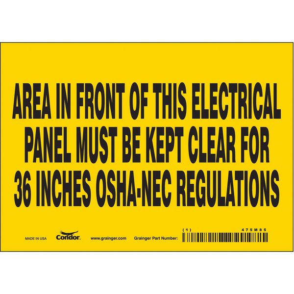 Safety Sign, 5 in Height, 7 in Width, Vinyl, Horizontal Rectangle, English, 475M85