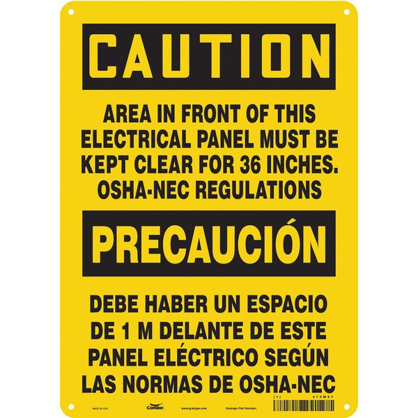 Safety Sign, 14 in Height, 10 in Width, Polyethylene, Vertical Rectangle, English, Spanish, 475M97