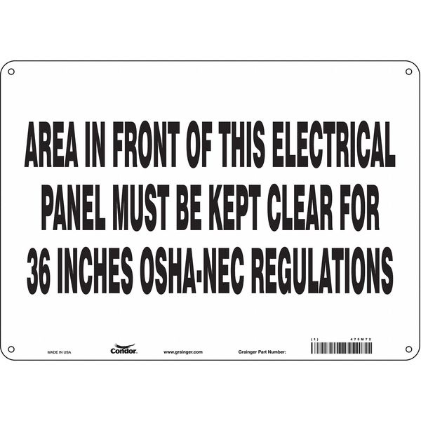 Safety Sign, 10 in Height, 14 in Width, Aluminum, Horizontal Rectangle, English, 475M72