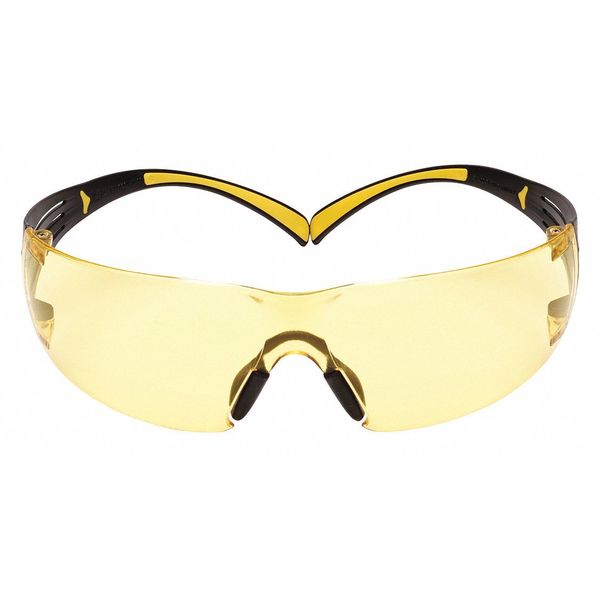 Safety Glasses, Wraparound Amber Polycarbonate Lens, Anti-Fog