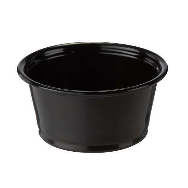 Portion Cup, 2 oz., Plastic, Black, PK12