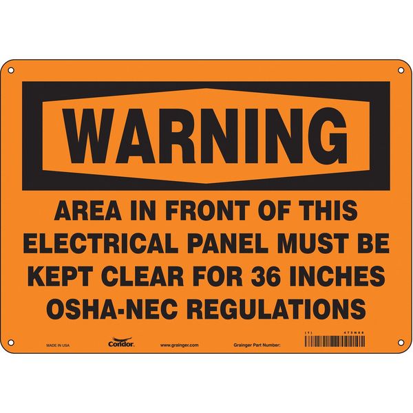 Safety Sign, 10 in Height, 14 in Width, Aluminum, Horizontal Rectangle, English, 475N88