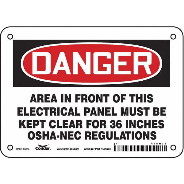 Safety Sign, 5 in Height, 7 in Width, Vinyl, Horizontal Rectangle, English, 475N72