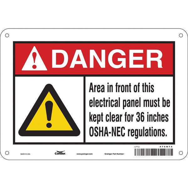 Safety Sign, 7 in Height, 10 in Width, Aluminum, Vertical Rectangle, English, 475N75