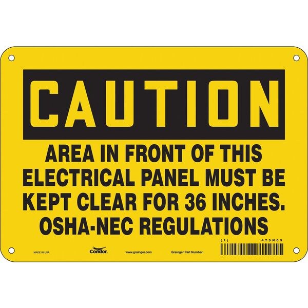 Safety Sign, 7 in Height, 10 in Width, Polyethylene, Vertical Rectangle, English, 475N05