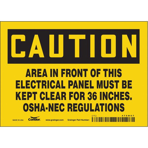 Safety Sign, 5 in Height, 7 in Width, Vinyl, Horizontal Rectangle, English, 475N07