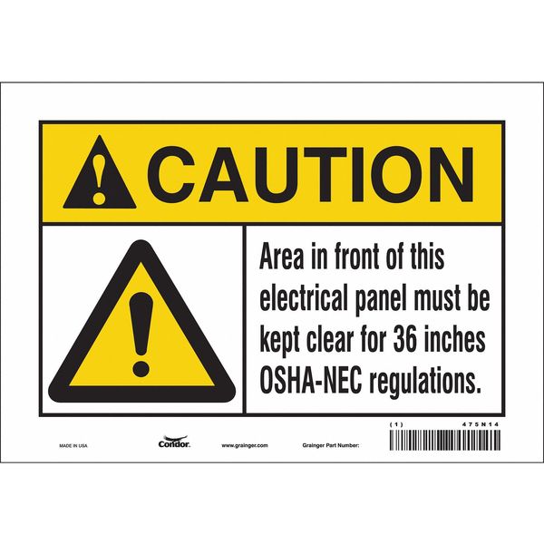 Safety Sign, 7 in Height, 10 in Width, Vinyl, Vertical Rectangle, English, 475N14