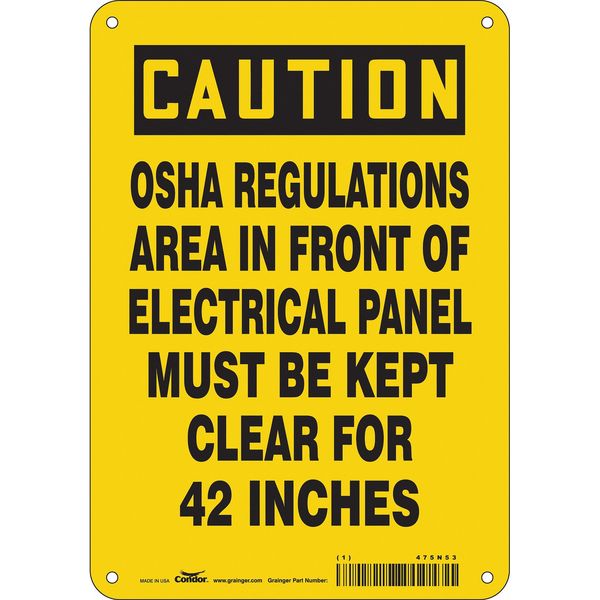 Safety Sign, 10 in Height, 7 in Width, Aluminum, Horizontal Rectangle, English, 475N53