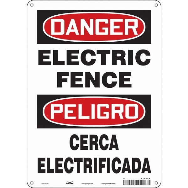 Safety Sign, 14 in Height, 10 in Width, Aluminum, Vertical Rectangle, English, Spanish, 475P86