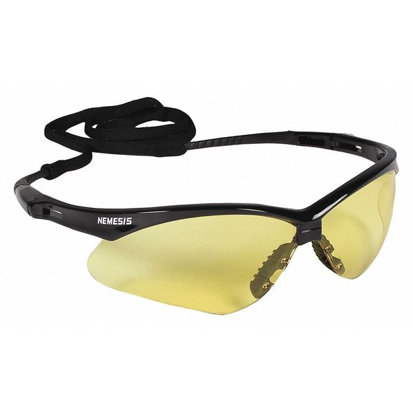 Safety Glasses, Wraparound Amber Polycarbonate Lens, Anti-Fog