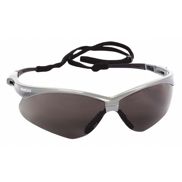 Safety Glasses, Wraparound Smoke Polycarbonate Lens, Anti-Fog