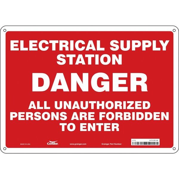 Safety Sign, 10 in Height, 14 in Width, Aluminum, Horizontal Rectangle, English, 475P26