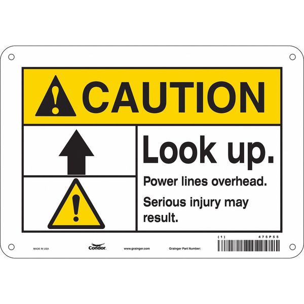 Safety Sign, 7 in Height, 10 in Width, Aluminum, Vertical Rectangle, English, 475P55