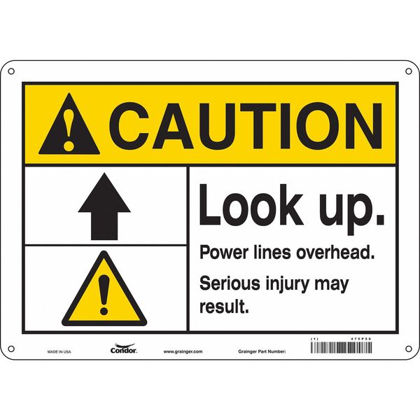Safety Sign, 10 in Height, 14 in Width, Aluminum, Horizontal Rectangle, English, 475P56
