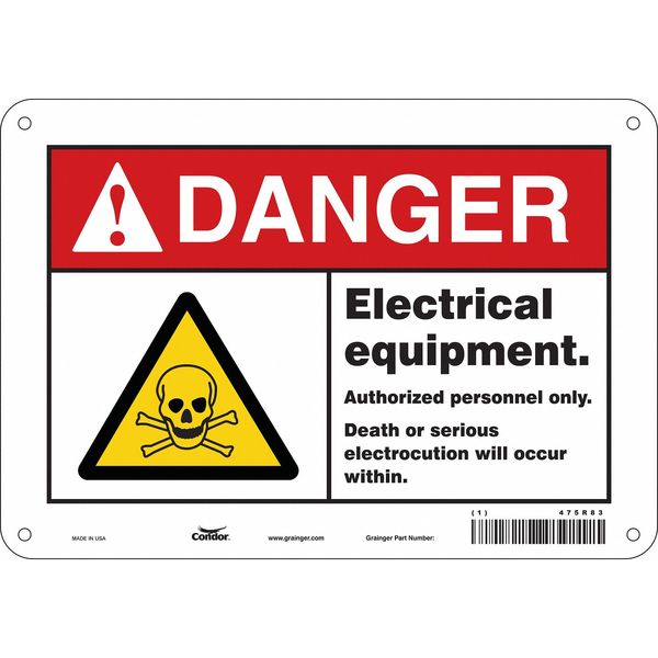 Safety Sign, 7 in Height, 10 in Width, Aluminum, Vertical Rectangle, English, 475R83