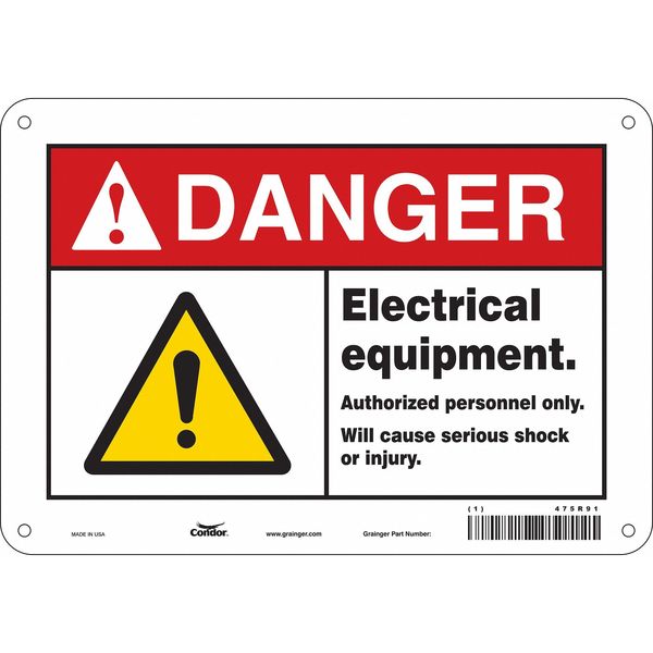 Safety Sign, 7 in Height, 10 in Width, Aluminum, Vertical Rectangle, English, 475R91