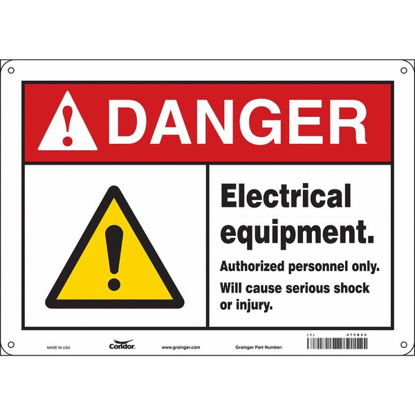 Safety Sign, 10 in Height, 14 in Width, Aluminum, Horizontal Rectangle, English, 475R92