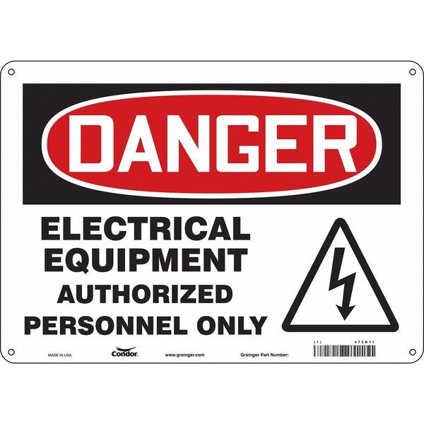 Safety Sign, 10 in Height, 14 in Width, Aluminum, Horizontal Rectangle, English, 475R11
