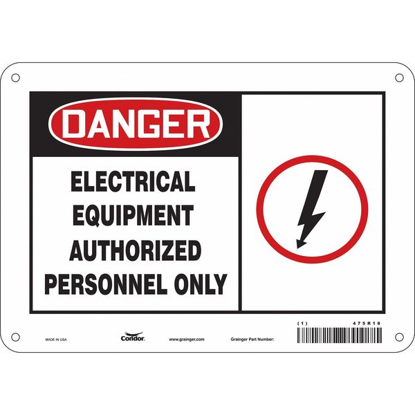 Safety Sign, 7 in Height, 10 in Width, Aluminum, Vertical Rectangle, English, 475R18