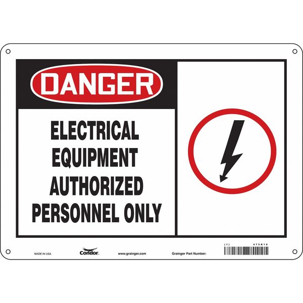 Safety Sign, 10 in Height, 14 in Width, Aluminum, Horizontal Rectangle, English, 475R19