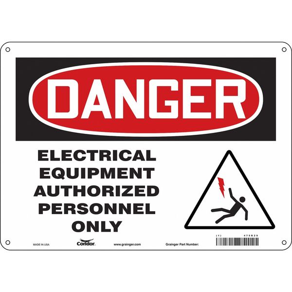 Safety Sign, 10 in Height, 14 in Width, Aluminum, Horizontal Rectangle, English, 475R29