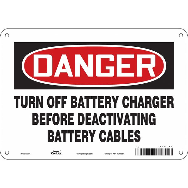 Safety Sign, 7 in Height, 10 in Width, Aluminum, Vertical Rectangle, English, 475T93