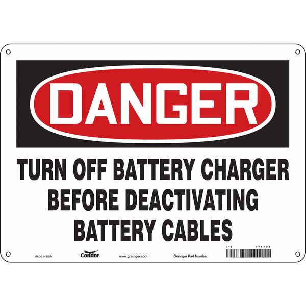 Safety Sign, 10 in Height, 14 in Width, Aluminum, Horizontal Rectangle, English, 475T94