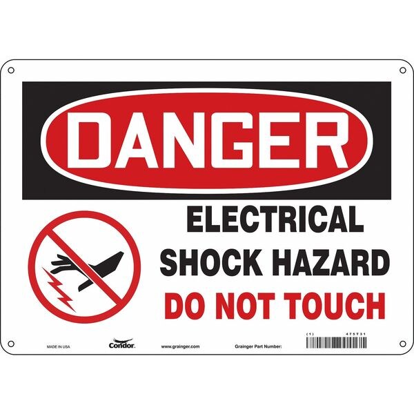 Safety Sign, 10 in Height, 14 in Width, Aluminum, Horizontal Rectangle, English, 475T31