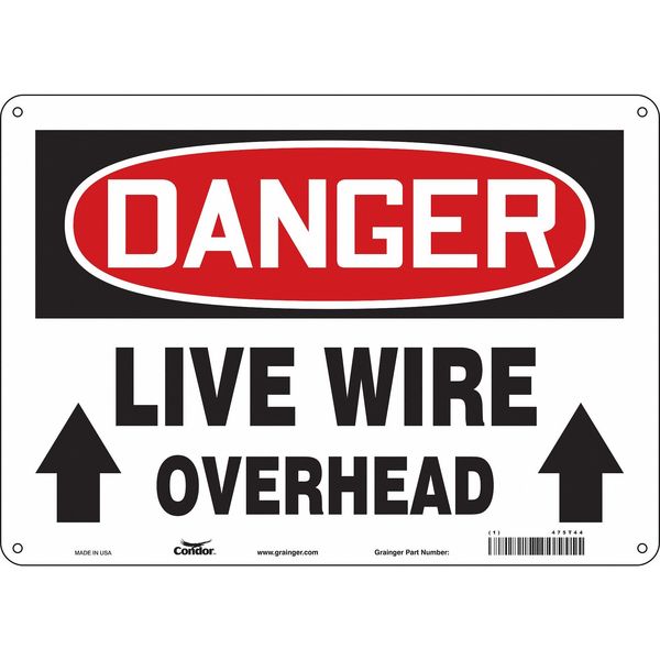 Safety Sign, 10 in Height, 14 in Width, Fiberglass, Horizontal Rectangle, English, 475T44