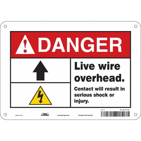Safety Sign, 7 in Height, 10 in Width, Aluminum, Vertical Rectangle, English, 475T49