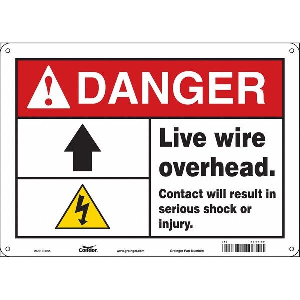 Safety Sign, 10 in Height, 14 in Width, Aluminum, Horizontal Rectangle, English, 475T50