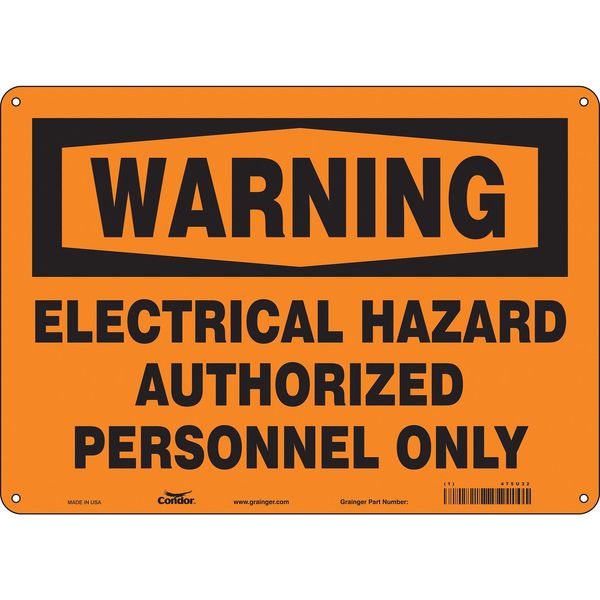 Safety Sign, 10 in Height, 14 in Width, Aluminum, Horizontal Rectangle, English, 475U32